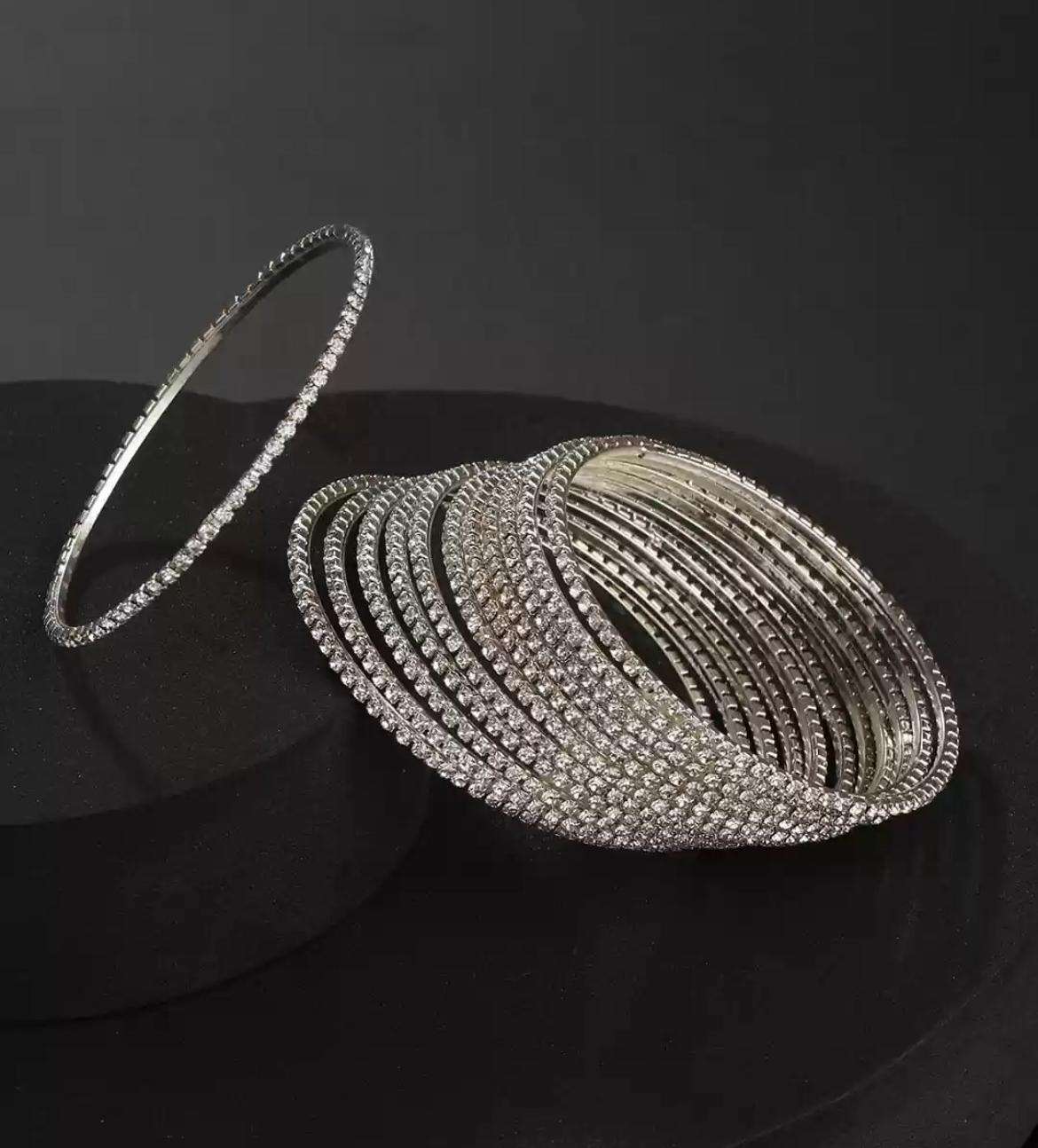 AD Stone Bangles set of 8pecs.